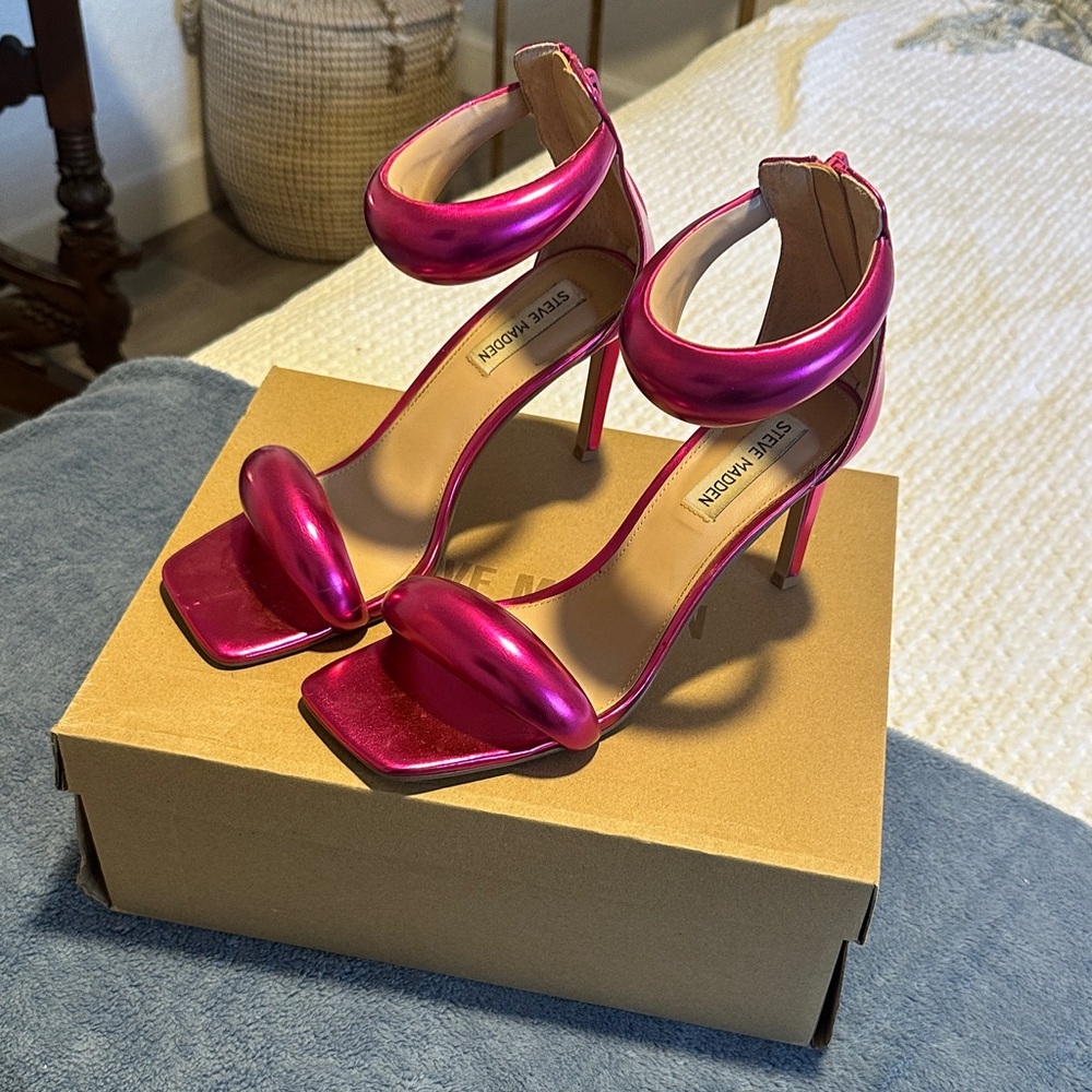 Steve Madden Partay Pink Ankle Strap Heels